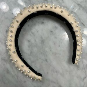 Lele Sadoughi Slim Ivory Scattered Pearl Padded Headband